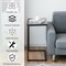 C Shaped Side Table Sofa End Table with Metal Frame for Living Room Rustic Brown